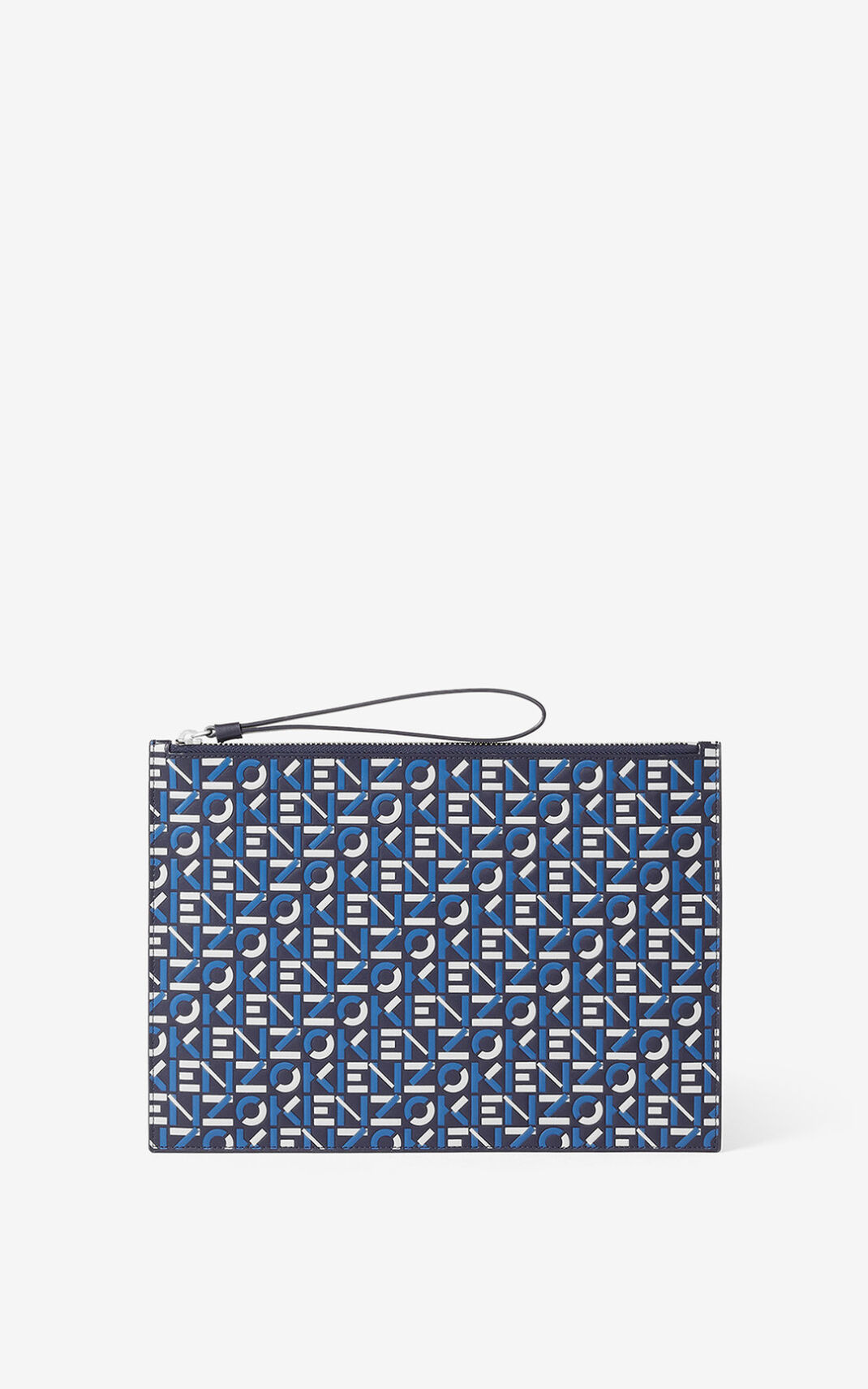 Clutch Kenzo Large monogram Cuero Hombre Azules - SKU.1371115